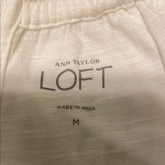 LOFT Soft White Blouse with Ruffled Neckline and Relaxed Fit - Picture 2 of 8